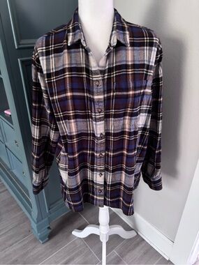 Madewell Brown and Blue Plaid Button-Down Shirt